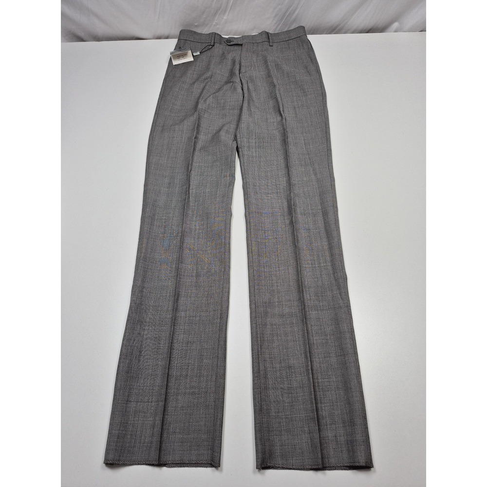 Rossetti Dress Pants Mens 32x36 Gray Flat Front Straight Check Business NWT